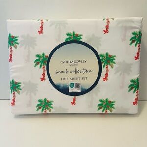 Cynthia Rowley Beach Collection Bows on Palm Trees Full Size Sheet Set